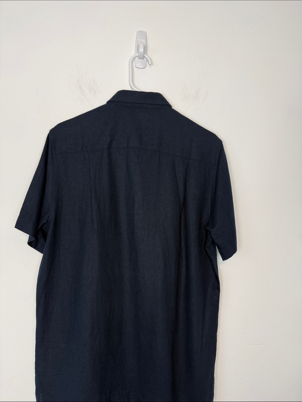 Scotch & Soda Men’s Structured Stripe Short Sleeve Shirt. Navy Blue. Size Small. - Picture 9 of 13